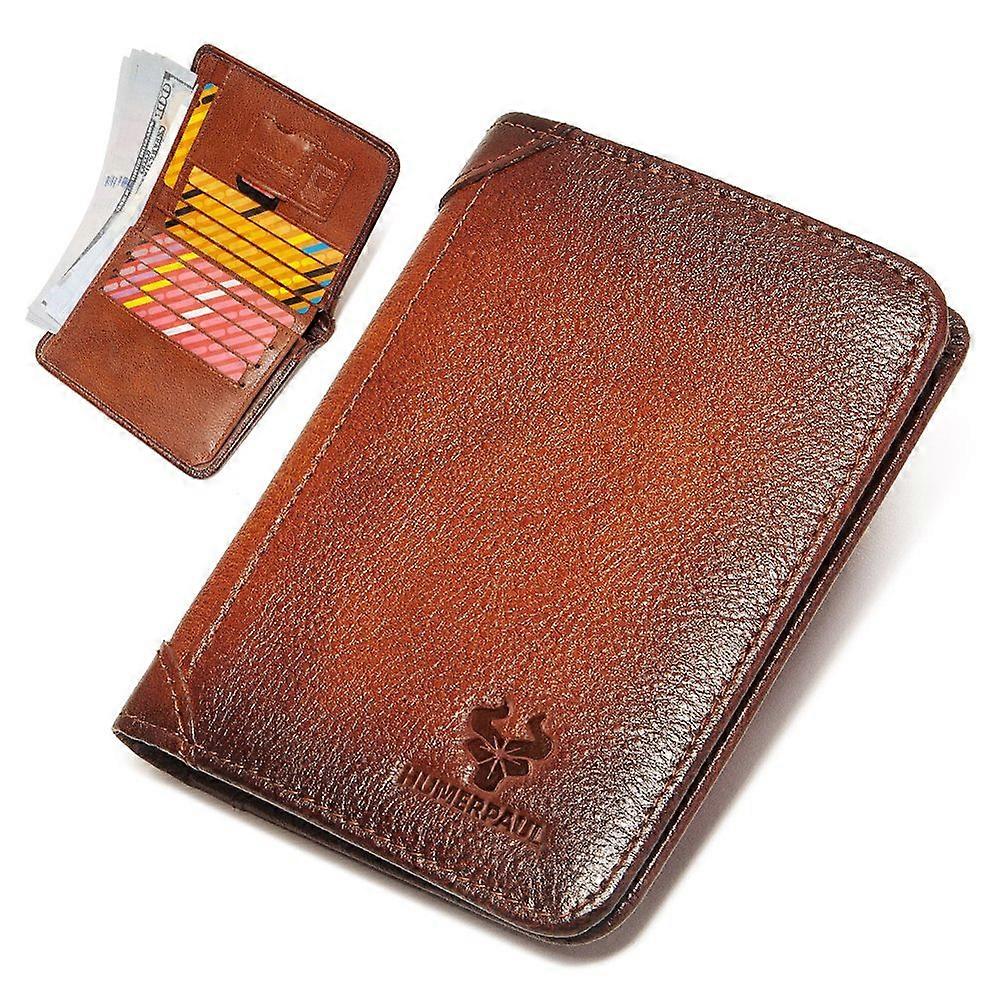 Type B HUMERPAUL BP722 Top Layer Cowhide Leather Slim Wallet RFID Blocking Card Slot Coin Purse Bag