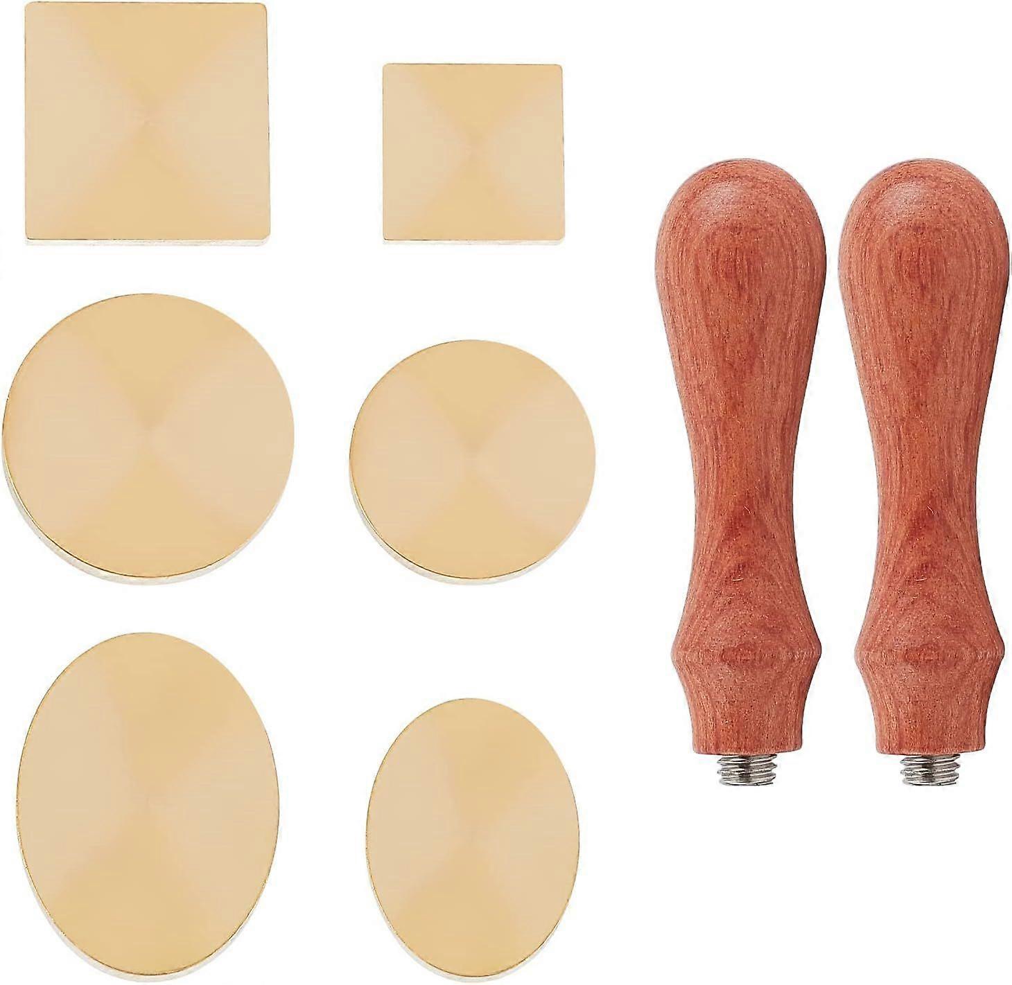 Wax Seal Stamp Heads Set 6PCS Blank Sealing Wax Stamp Heads with 2PCS Wooden Handle for Wedding Invitations Envelopes Cards(2 Square 2 Round 2 Oval)
