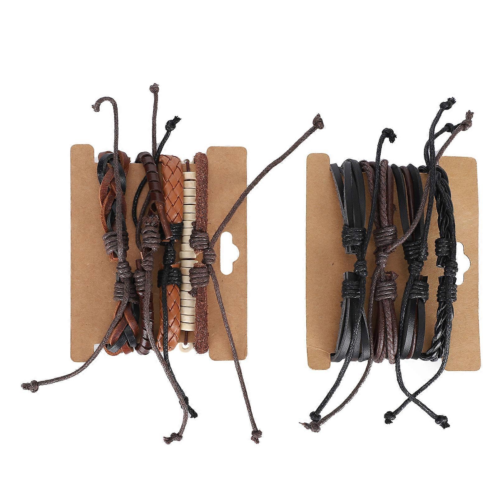 レトロ、多層、DIY、ブレスレット、ユニセックス、ファッショナブル、織り、ブレスレット、ジュエリー、アクセサリー