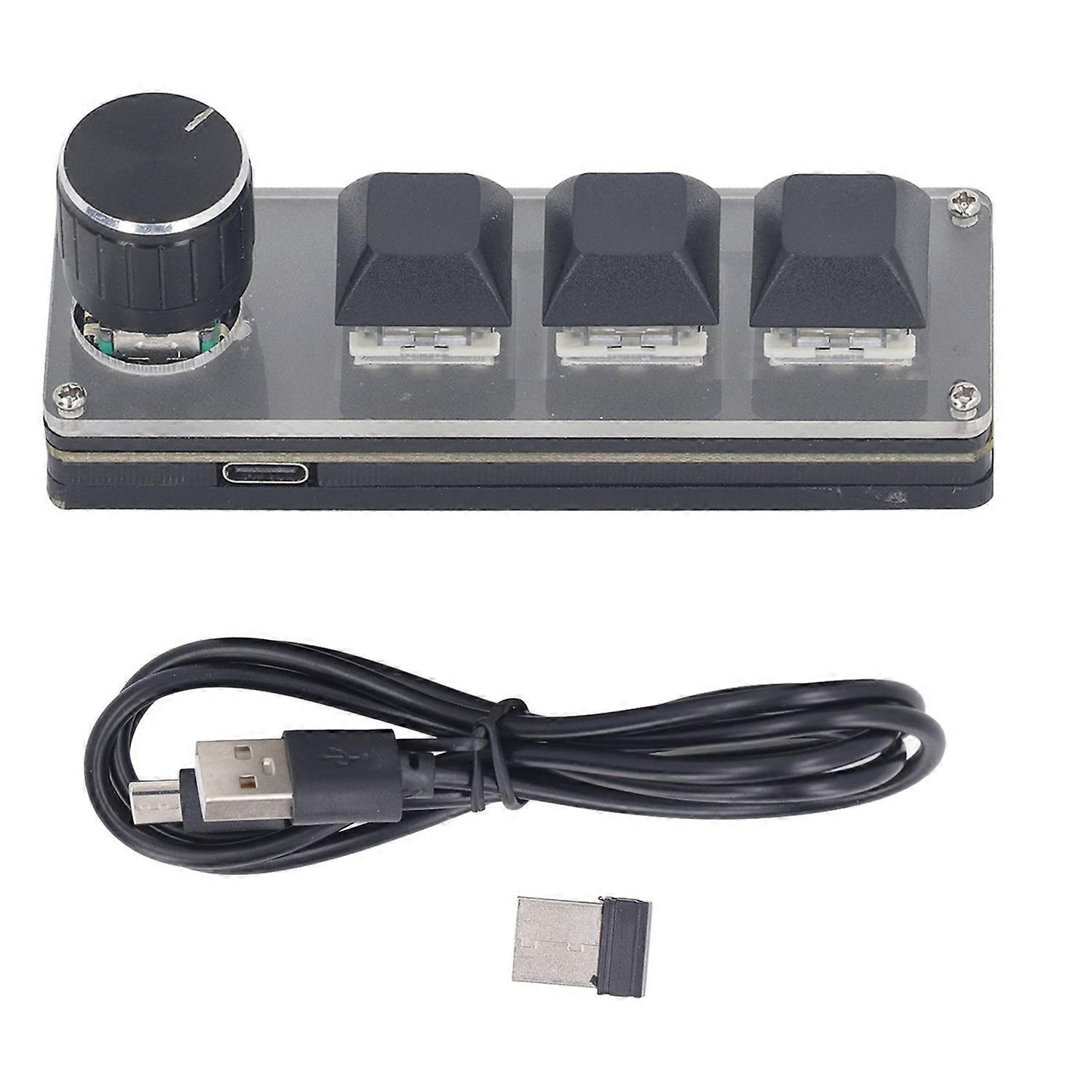 3 Key Keyboard USB Wired 2.4G Wireless Hot Swappable All Programmable Keypad with Knob 