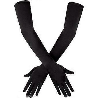 Gloves Long Black Satin Gloves Evening Gloves Opera Gloves Black 21 "elbow Gloves For Girls Women (black)