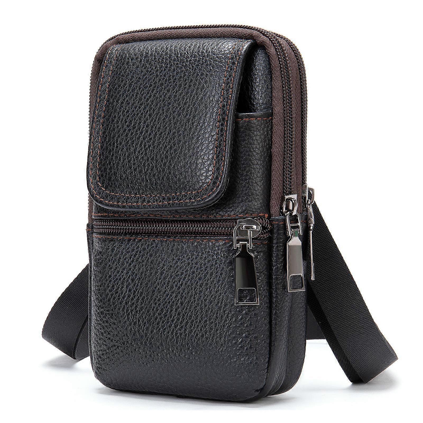 Men's Leather Phone Bag Men's Fanny Pack Wearing Belt Fanny Pack Men's Shoulder Crossbody Bag