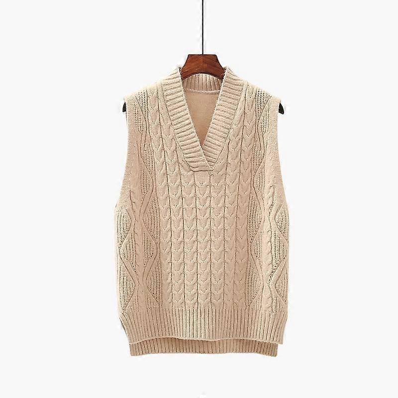 Twist Pullover Sweater Vest Women 2021 Autumn New Loose Net Red V-neck Waistcoat Wool Knitted Vest Women