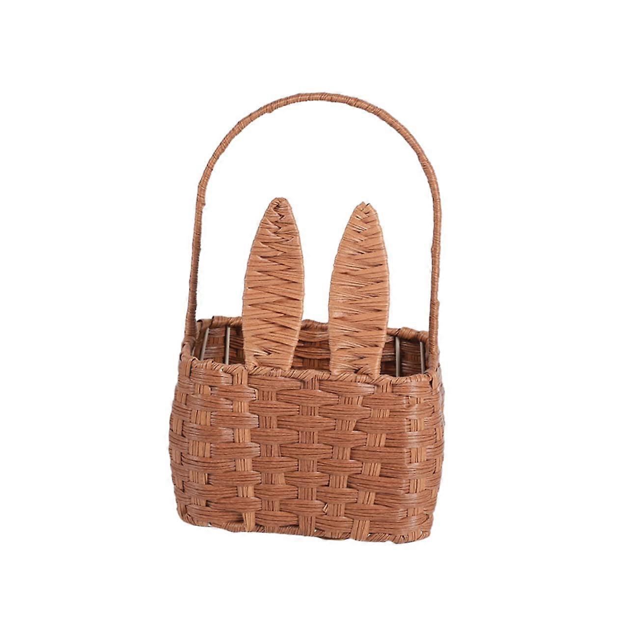 Woven Rabbit Storage Basket - Large Picnic Organizer for Home Supplies, Natural Material, Stylish Design, Convenient Handles