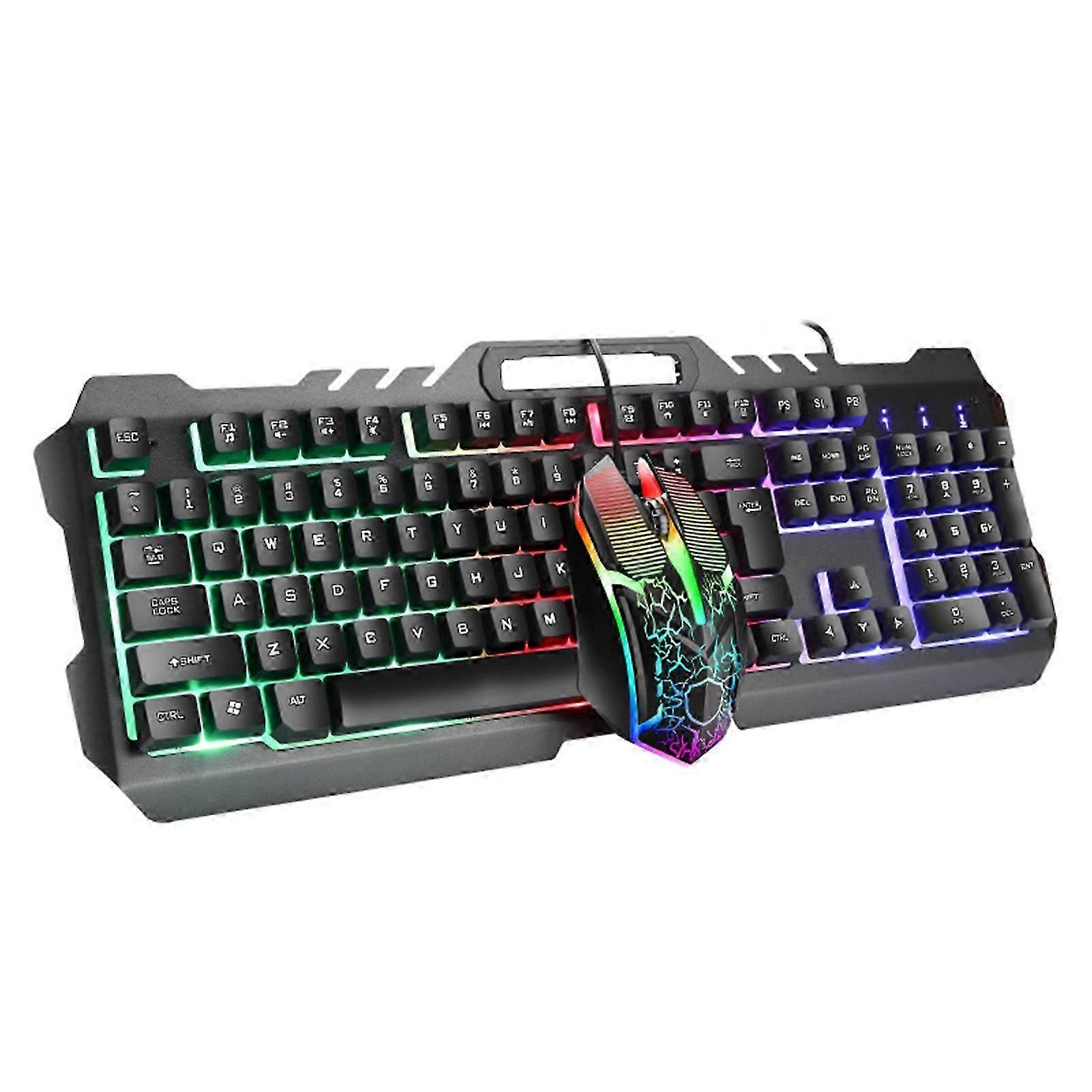 T21 Cursor Mouse LED RGB Light Wired Metal Mechanical Keyboard Mouse Set pour les jeux