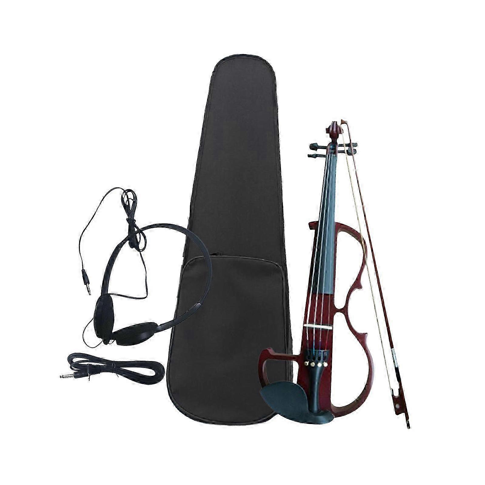 Electric Violin Set Electric Fiddle Introductory Set Include Case for Adults Black
