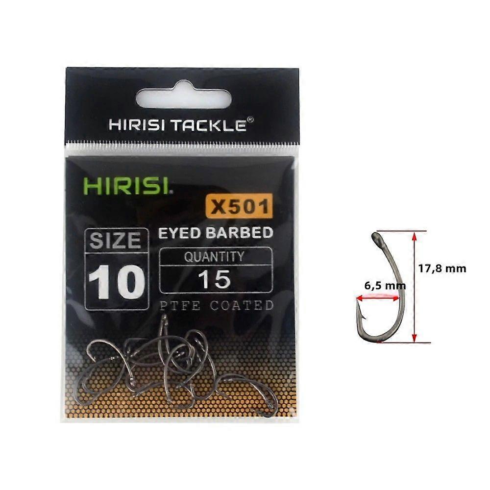 15pcs High Carbon Stainless Steel Eyed Fishing Hooks With Barbed Tip And PTFE Stripped For Carp X501 Fishing Accessories