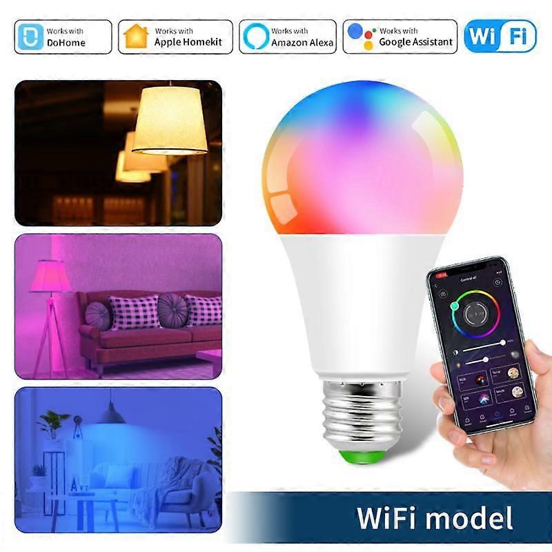 Homekit WiFi/Bluetooth Smart Bulb 12W E27 RGBCW Bunte dimmbare LED-Lampe Timer-Funktion mit Alexa arbeiten