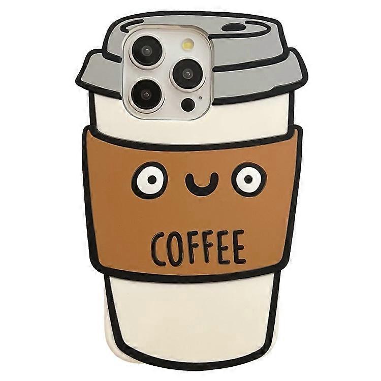 Compatible For iPhone 16 Pro Max Case Funny 3D Coffee Cup Design Silicone Phone Cover
