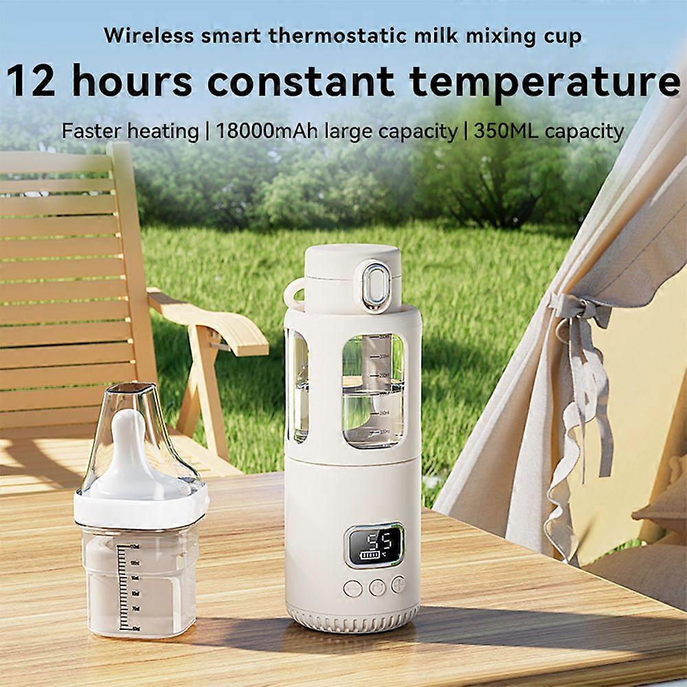 Portable Glass Water Warmer for Baby Formula 350ml Capacity 37-55 Adjustable Temperature Wireless Instant Water Warmer Electric Kettle for Outdoor Tra
