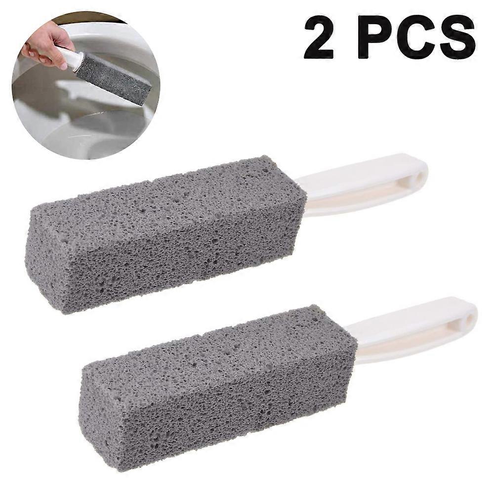 Ergonomic Handled Volcanic Rock Pumice Cleaning Stone, 2 Packs, Versatile For Removing Limescale, Hard Water Stains, Calcium Deposits From Toilets,