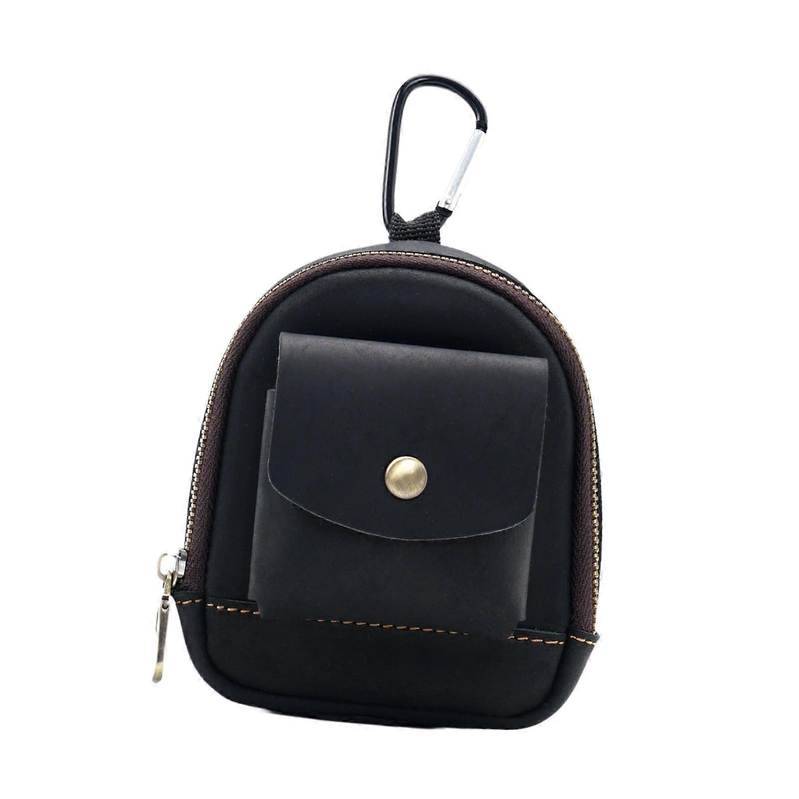 Porte-monnaie compact en cuir pour cartes de crédit, mini miroirs, rouge à lèvres, noir
