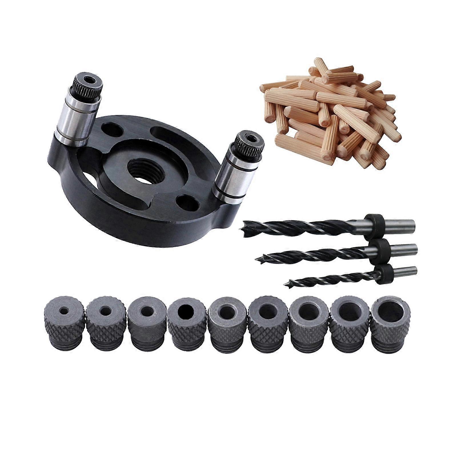 Wood Hole Dowel Drill Guide Set Straight 3 Hole Puncher Self Centering Position