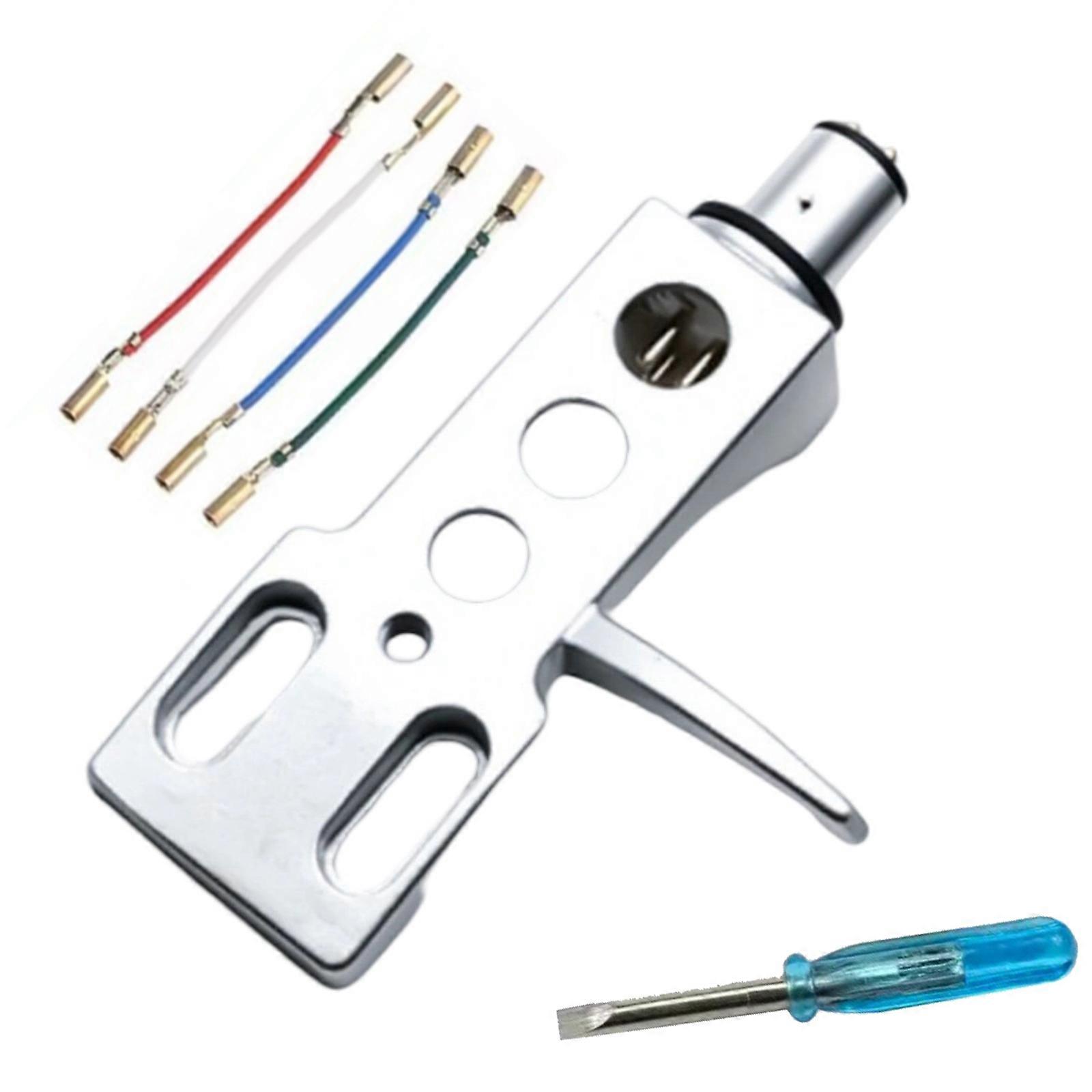 4pin Turntable Headshell with Wires Cartridge Replacement Turntable Holder For Home Entertainment or Studio Use Silver