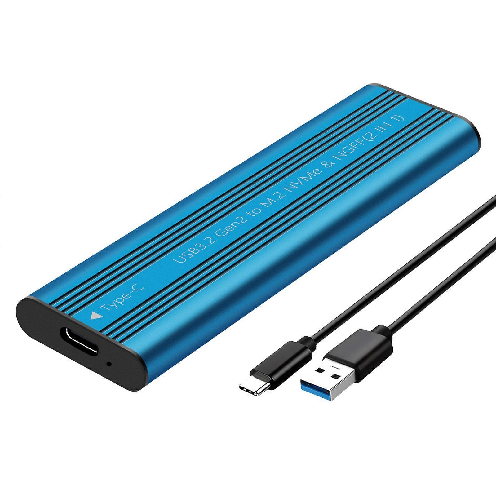 USB 3.2 M.2  Solid Disk Aluminum Case 10Gbps Fast Type C For Various Operating Systems For Data Storage  Blue