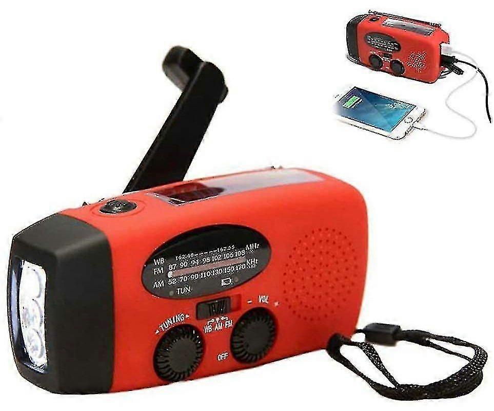 Wind Up Radio, Emergenza Radio Solare Portatile 1000mah Powerflashlight