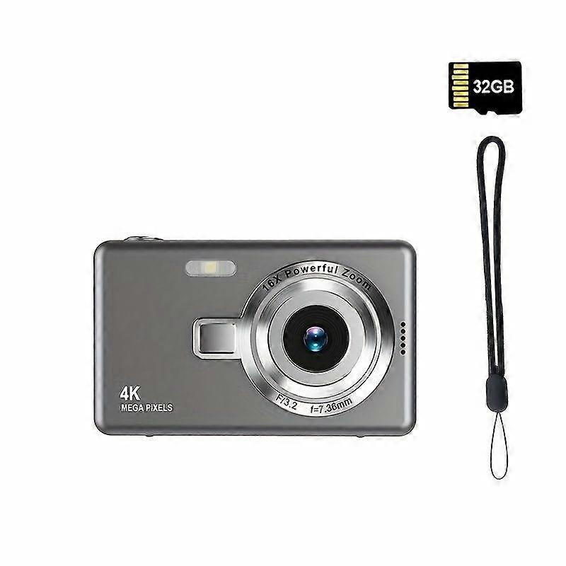 Digital Camera Portable Digital Camera Hd Auto Focus With 32G Card Grey