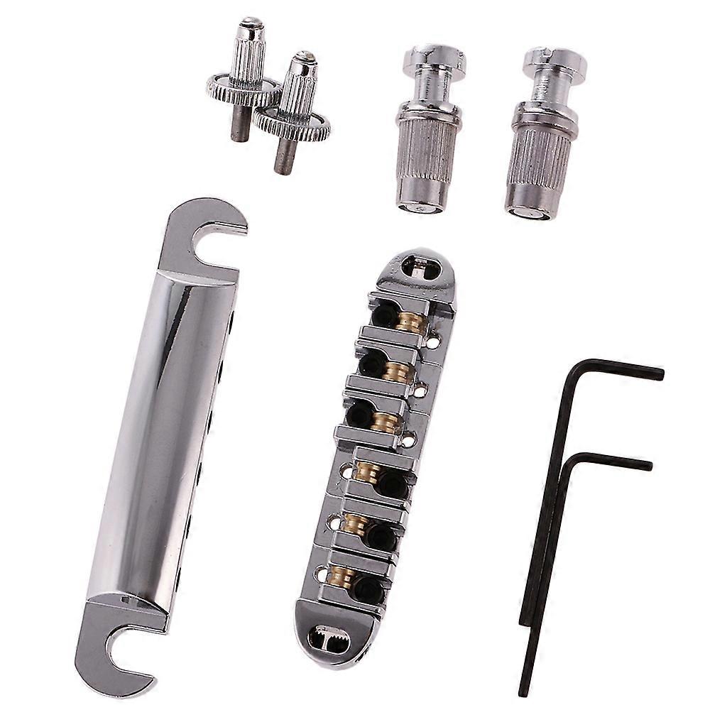 Roller Saddle Bridge Set with L-Key for Les Paul E Guitar Silver