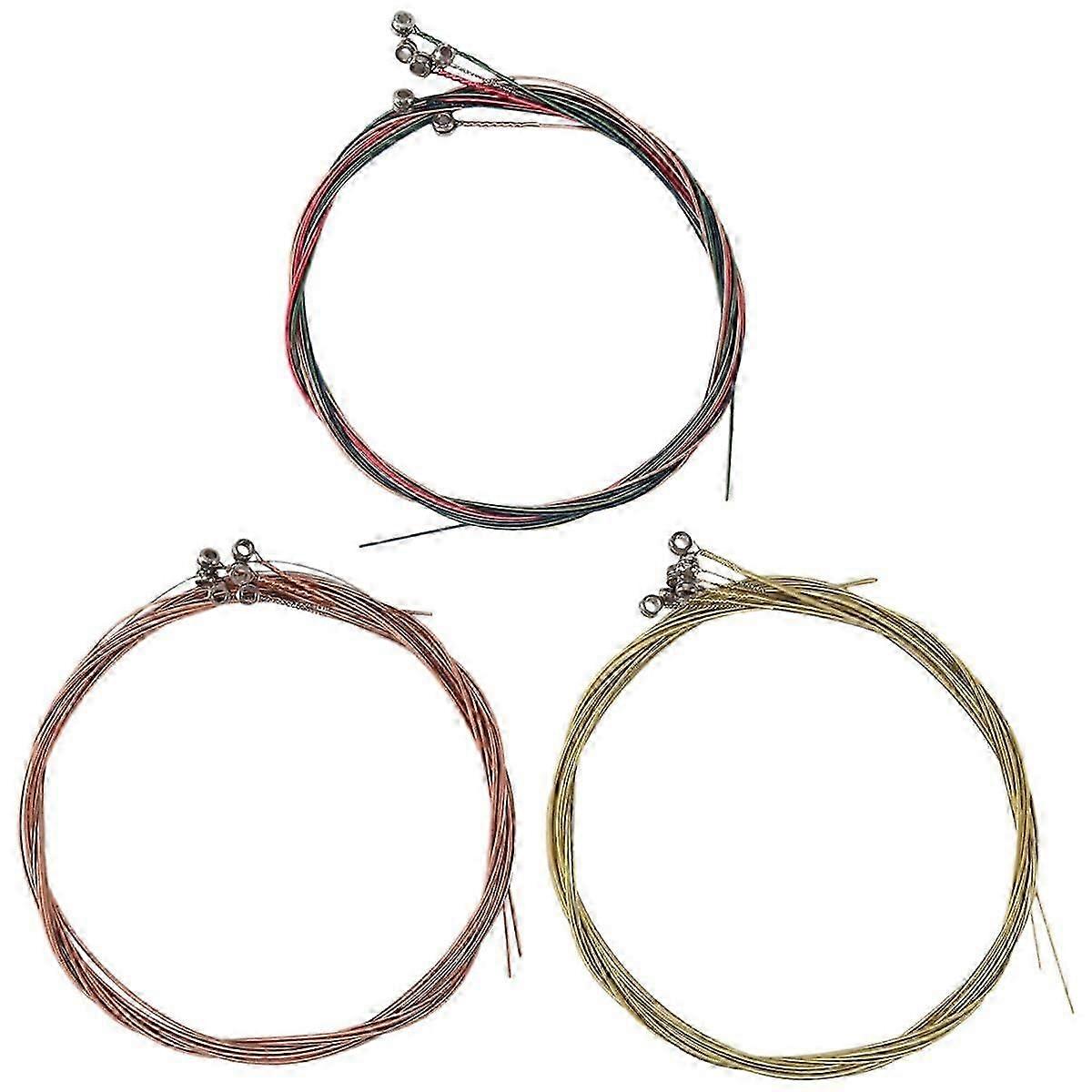 3 Sets Guitar Strings Replacement Steel String for Acoustic Guitar (1 Brass Set, 1 Copper Set and 1 js