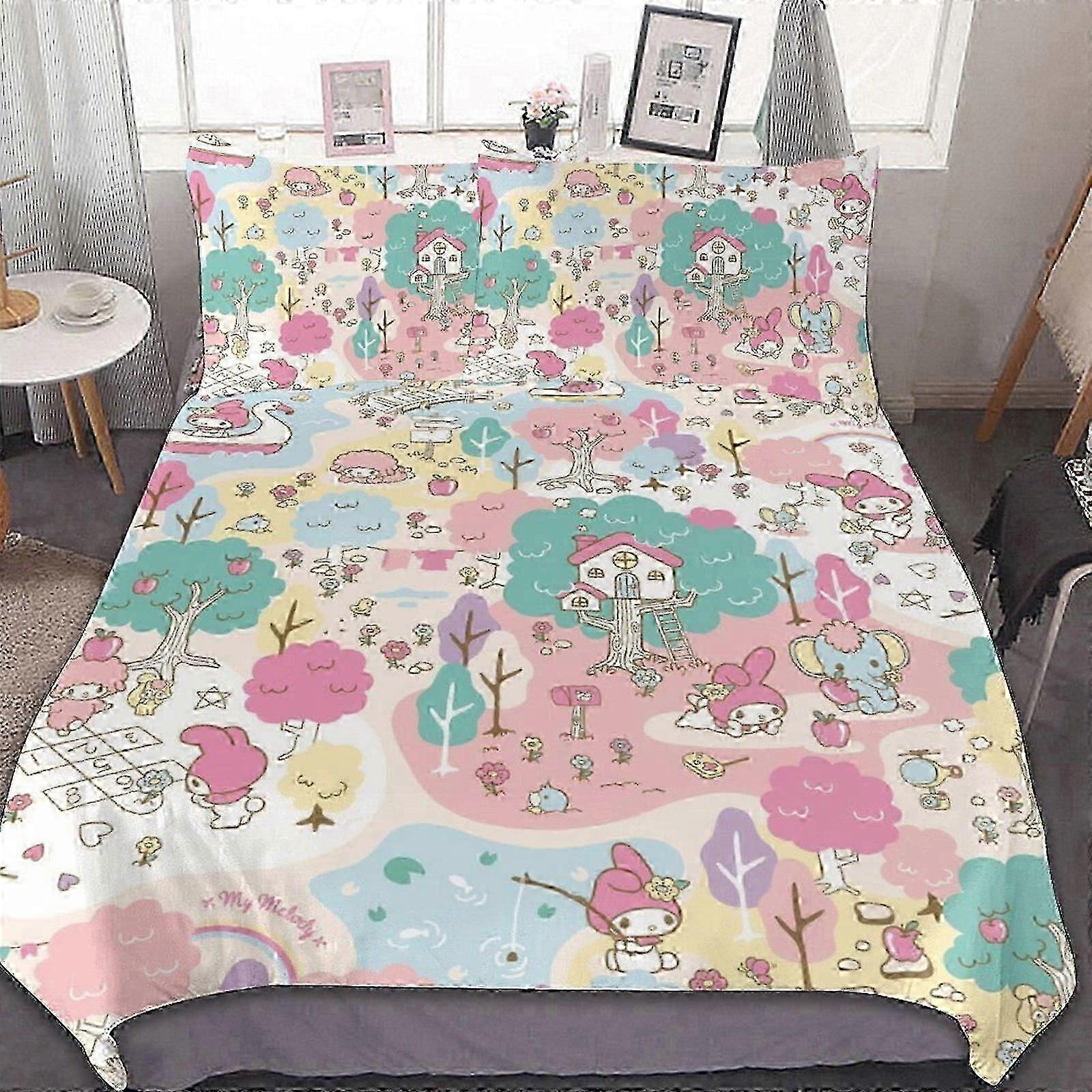 v1519 Lakan Tecknad Min Melody3 delar Sängkläder Se Soft Täcke Se Inredning Sovrum Gif (1 påslakan och 2 örngott) Lakan ccv1519