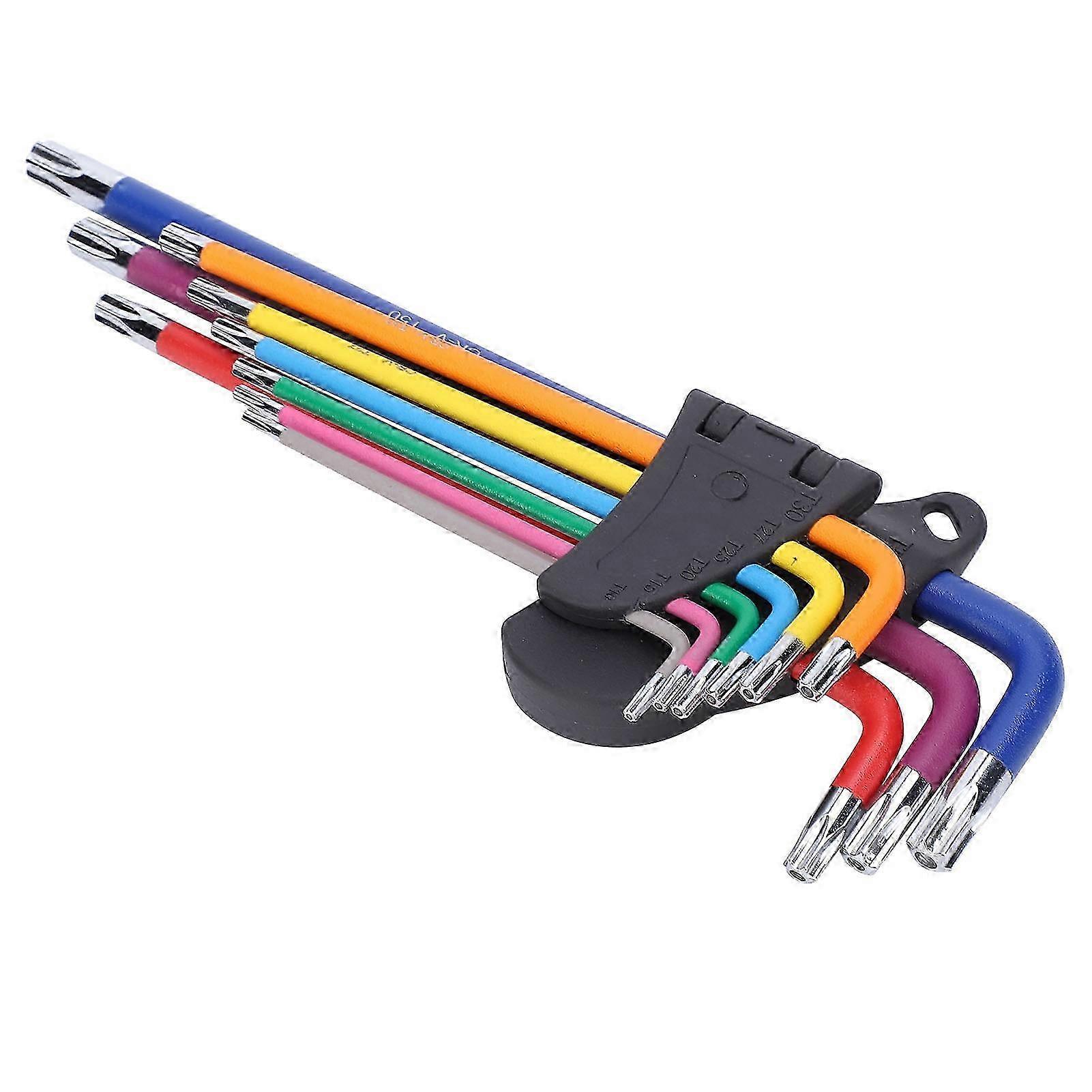 9PCS Star Hex Socket Wrench Set Super Long Multicolor Hex Key Tools Set Repair Accessory