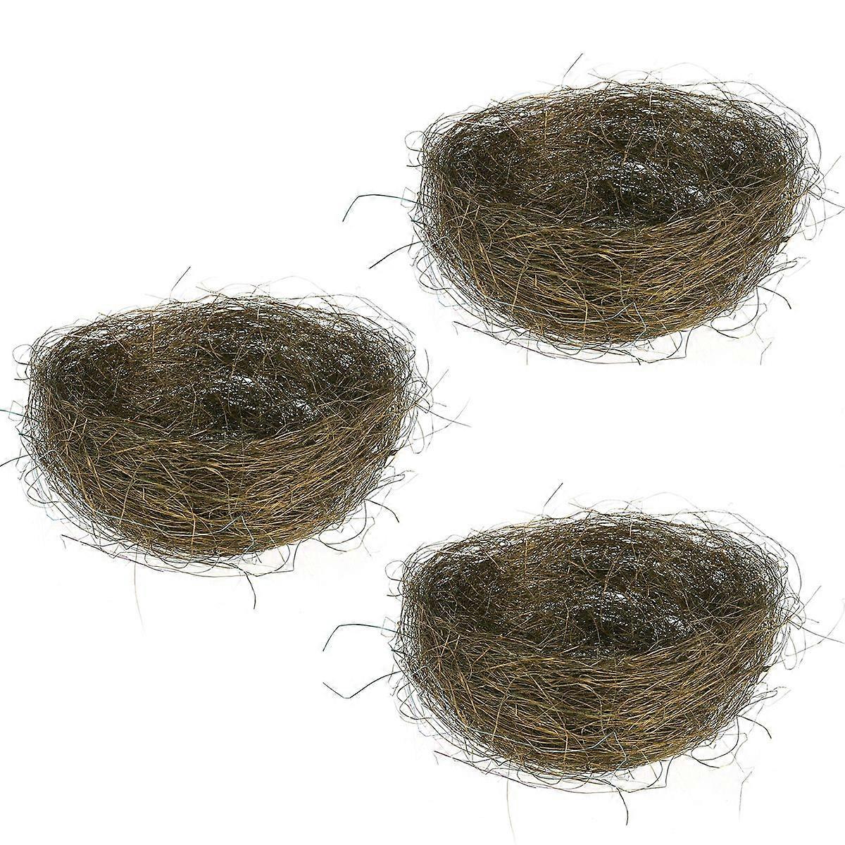 3Pcs Artificial Nest Easter Mini Colored Thread Bird Nests for Candies Eggs(Random Color)