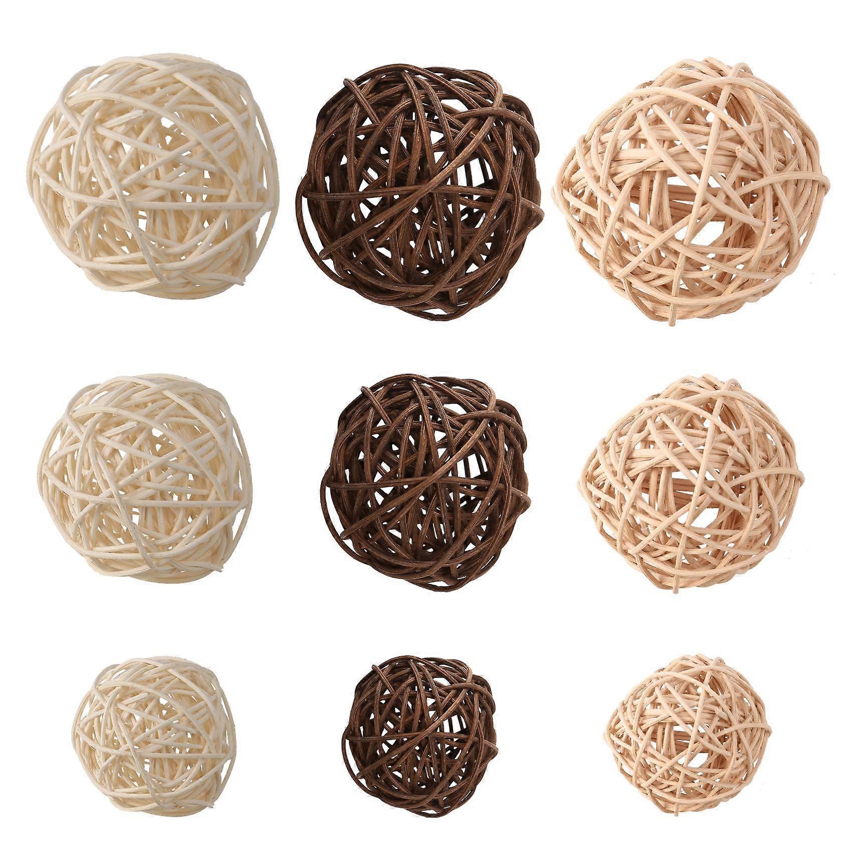 21 Pcs/Lot Mixed 3 Colors Rattan Balls Vase Fillers for Wedding , Assorted Three Size(3cm/5cm/7cm)