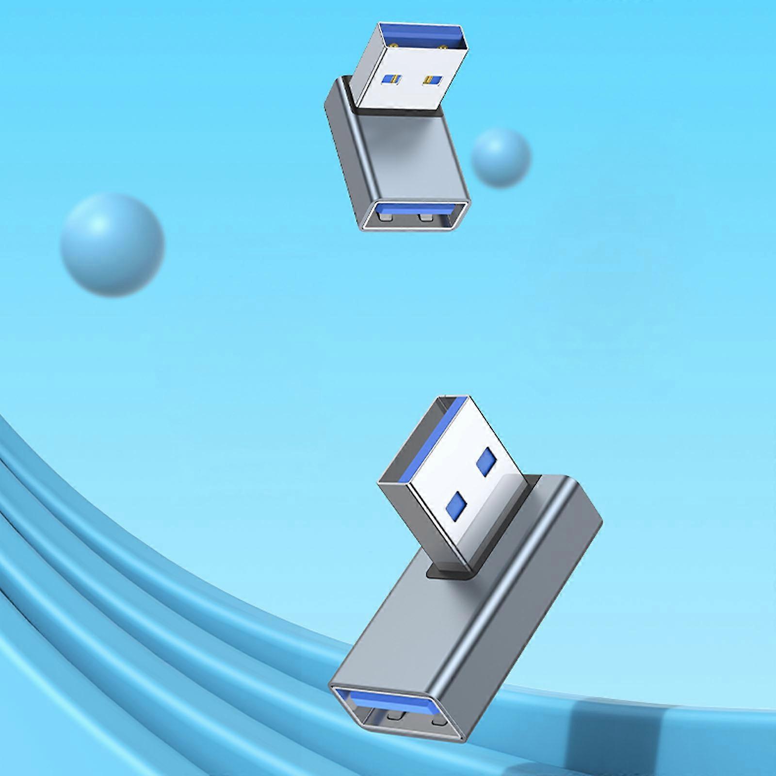 USB 3.0 Male to Female Adapter Connector USB 3.0 Header 90 Degree Up Right Angle Notebook Laptop PC Port Connector  Silver