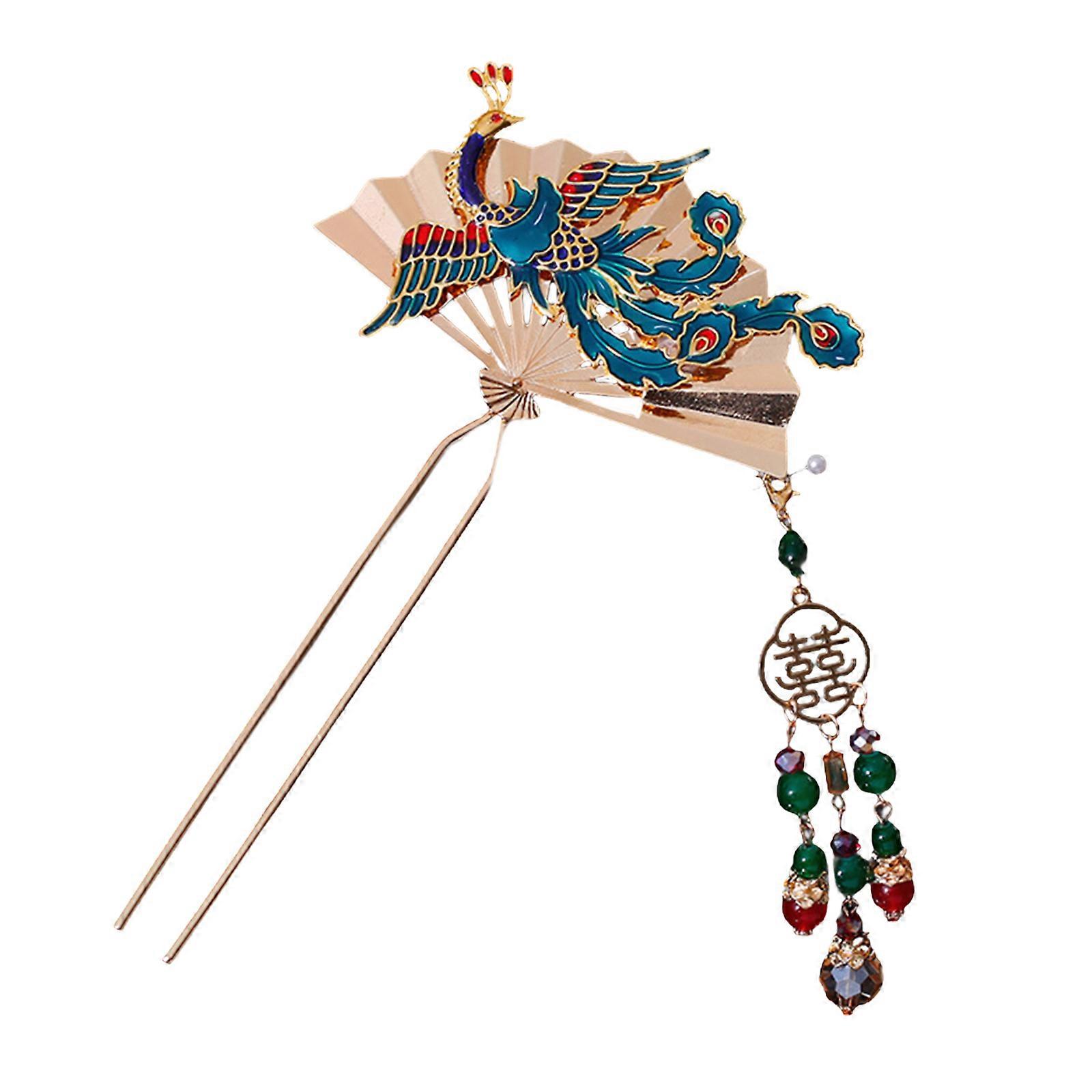 Hairpin Chinese Ancient Style Flower Hair Clip Traditional Hairpin Chinese Hair Accessories Hand Fan Jewelry  Section 4