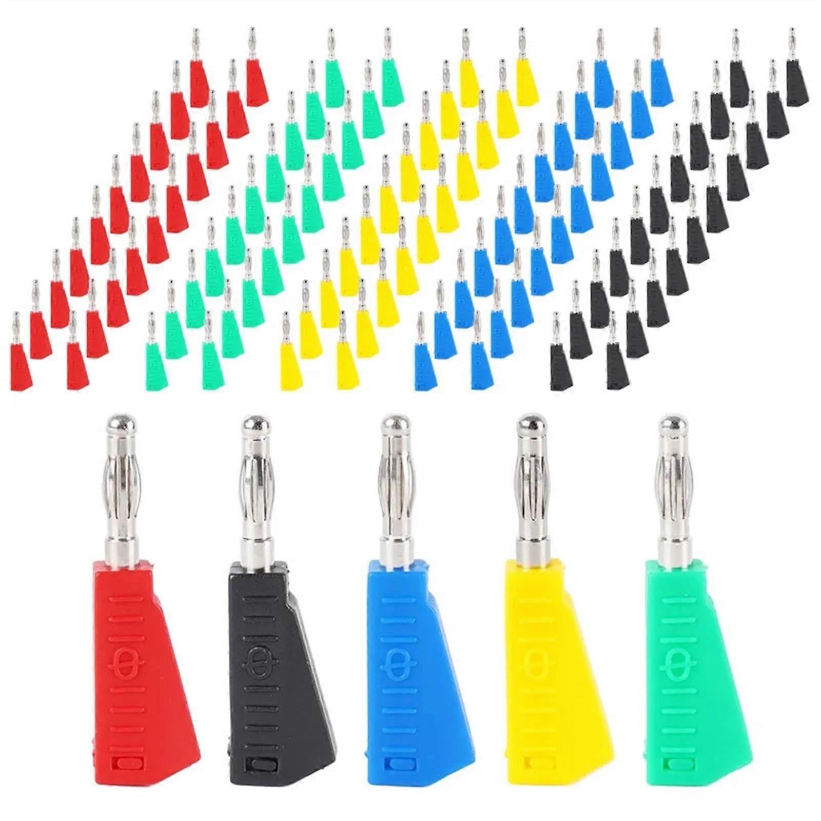 4MM Stackable Copper Nickel Plated Banana Soldering Electrical Connector For 4MM Banana Jacks 40 Pcs Red