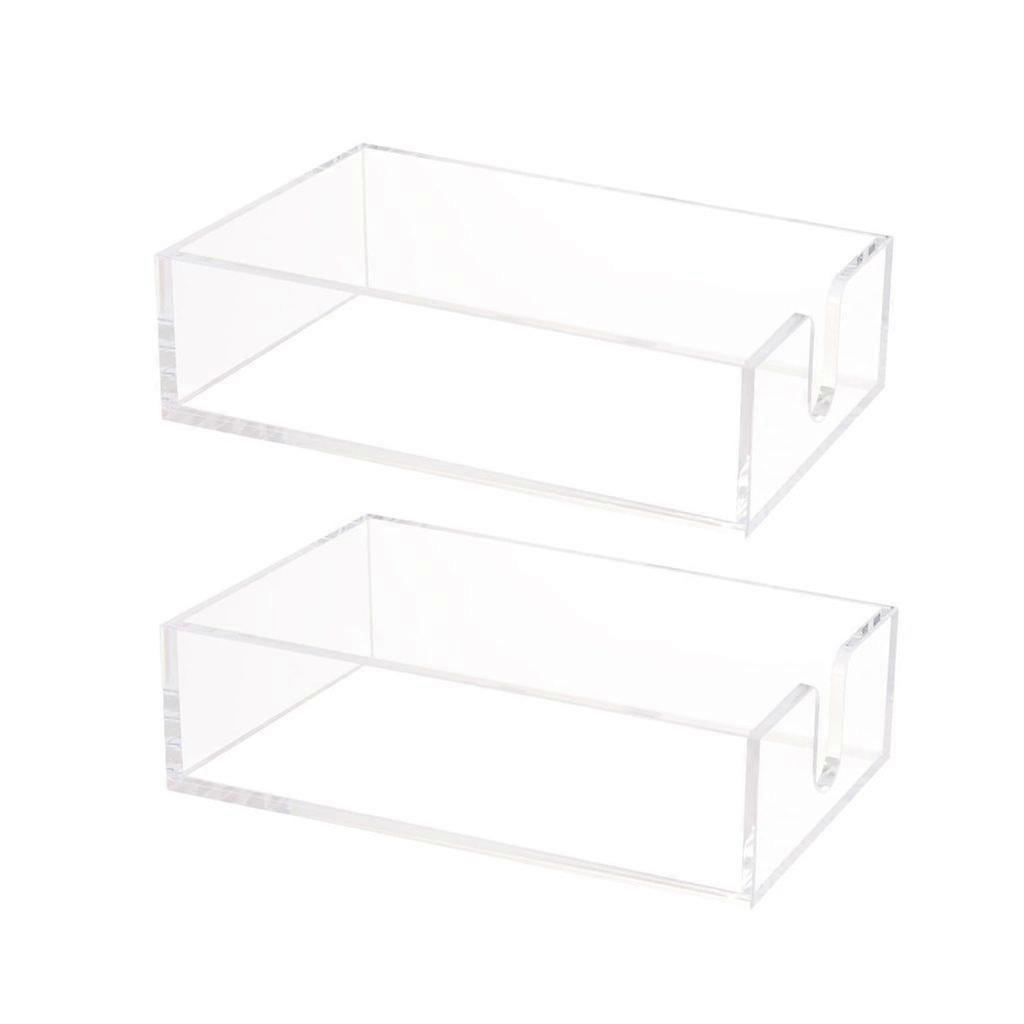 2pcs Clear Acrylic Storage Rack Set Transparent Desktops Stand Tissue Holder