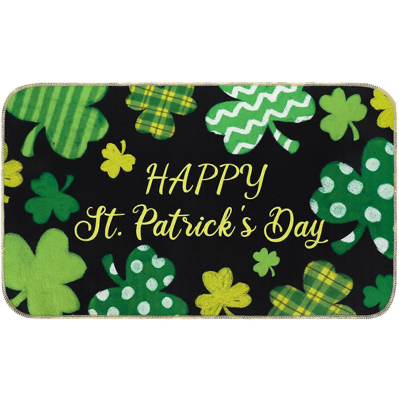 Happy St. Patrick Day Door Match Black Green Clover Patterned Front Door Patter