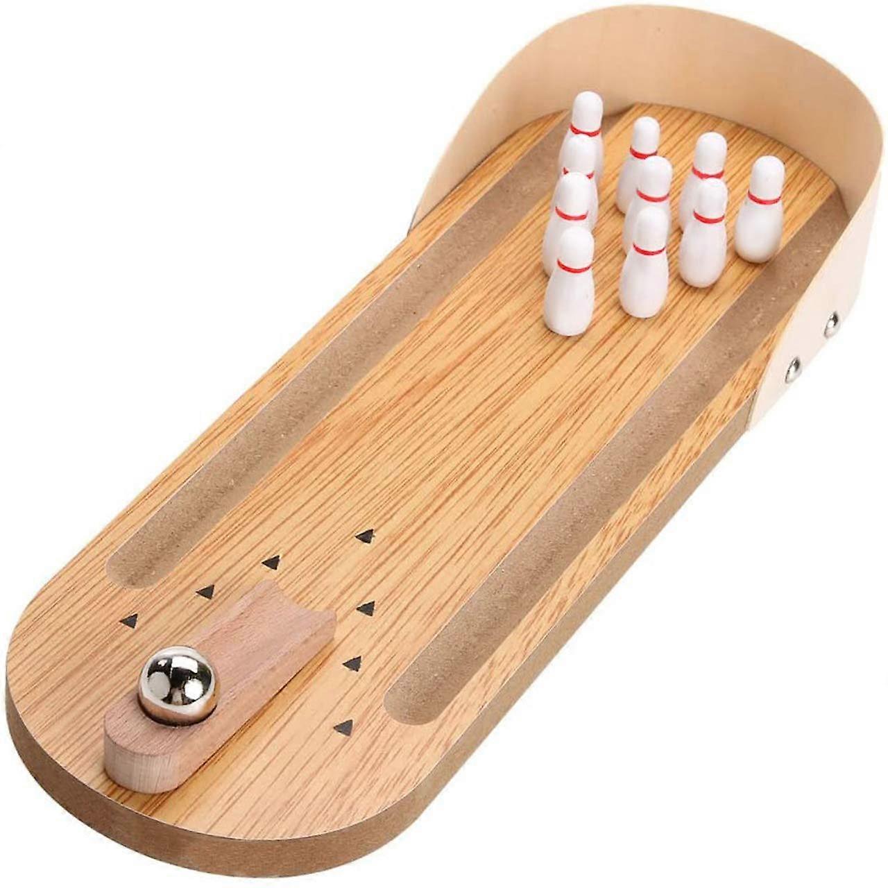Table Top Mini Bowling Game Set-Tabletop Wooden Board Mini Arcade Desktop Bowling Office Desk Toys