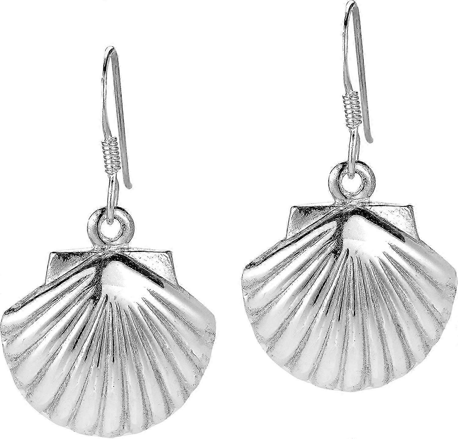 Beach Summer Seashell Clam Boho Sterling Silver Dangle Earrings YHR