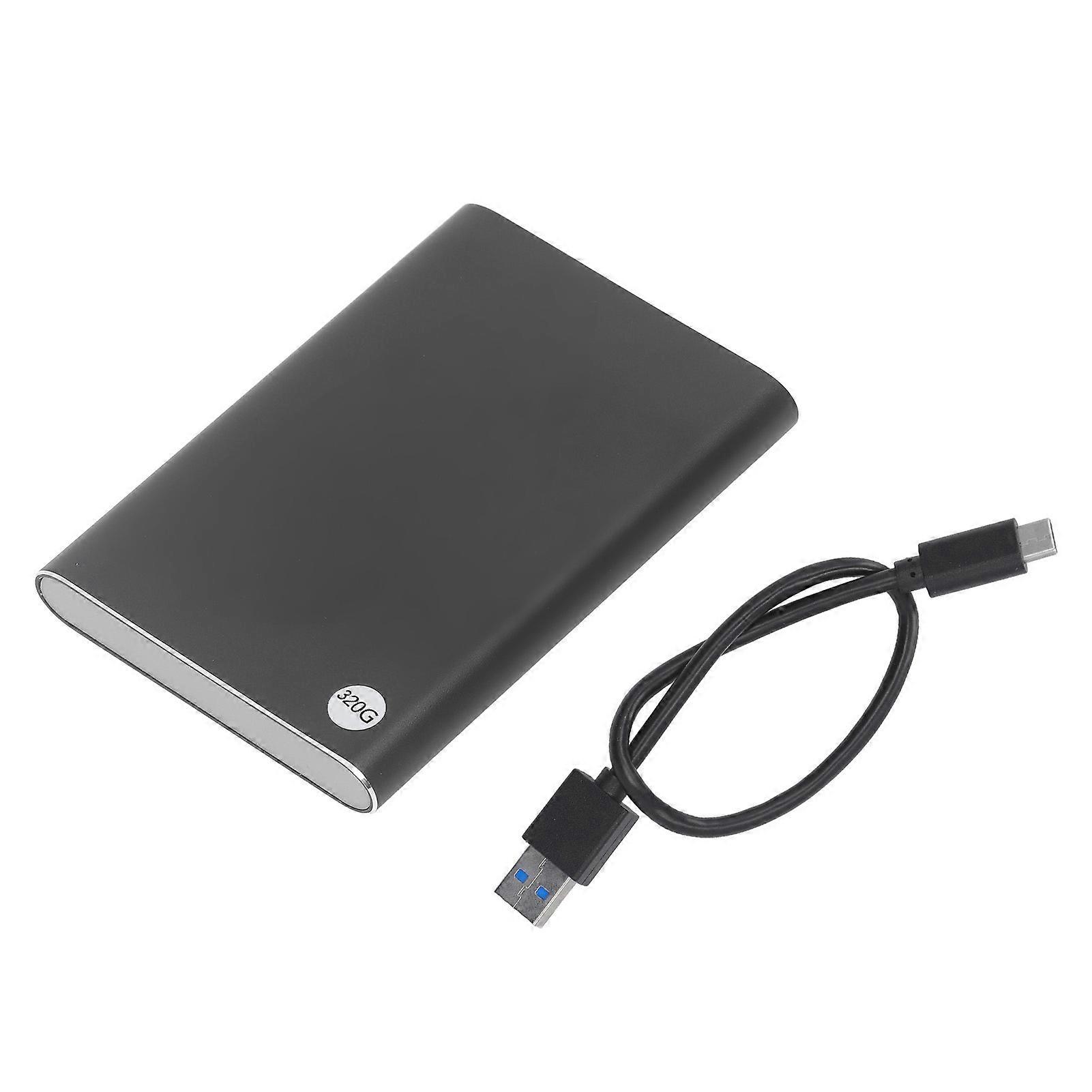 2.5in HDD External Case Type C USB3.1 Up to 10Gbps Ultra Slim Portable External Hard Drive Mobile Hard Drive for PC Laptop Black 320GB