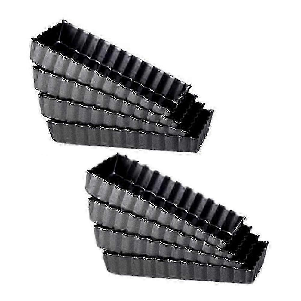 8-pack Nonstick Quiche Tart Pans Rectangular Removable Bottom, Fluted Tart Tin For Fruit Pie Cakes