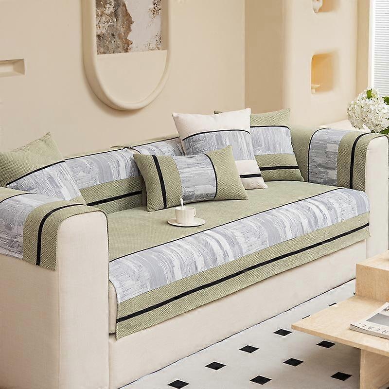 Solid Color Sofa Seat Cushion Chenille High-Grade NonSlip Mat Anti-Wrinkle Solid Wood Four Seasons Universal Splicing Sofa Cover
