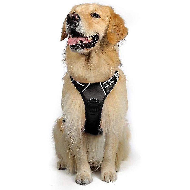 Large Dog Carrier with 2 Leash Attachments, Adjustable Padded Carrier Vest, Reflective Neck Guard with Easy Control Handle, for Training or Walks, Bla