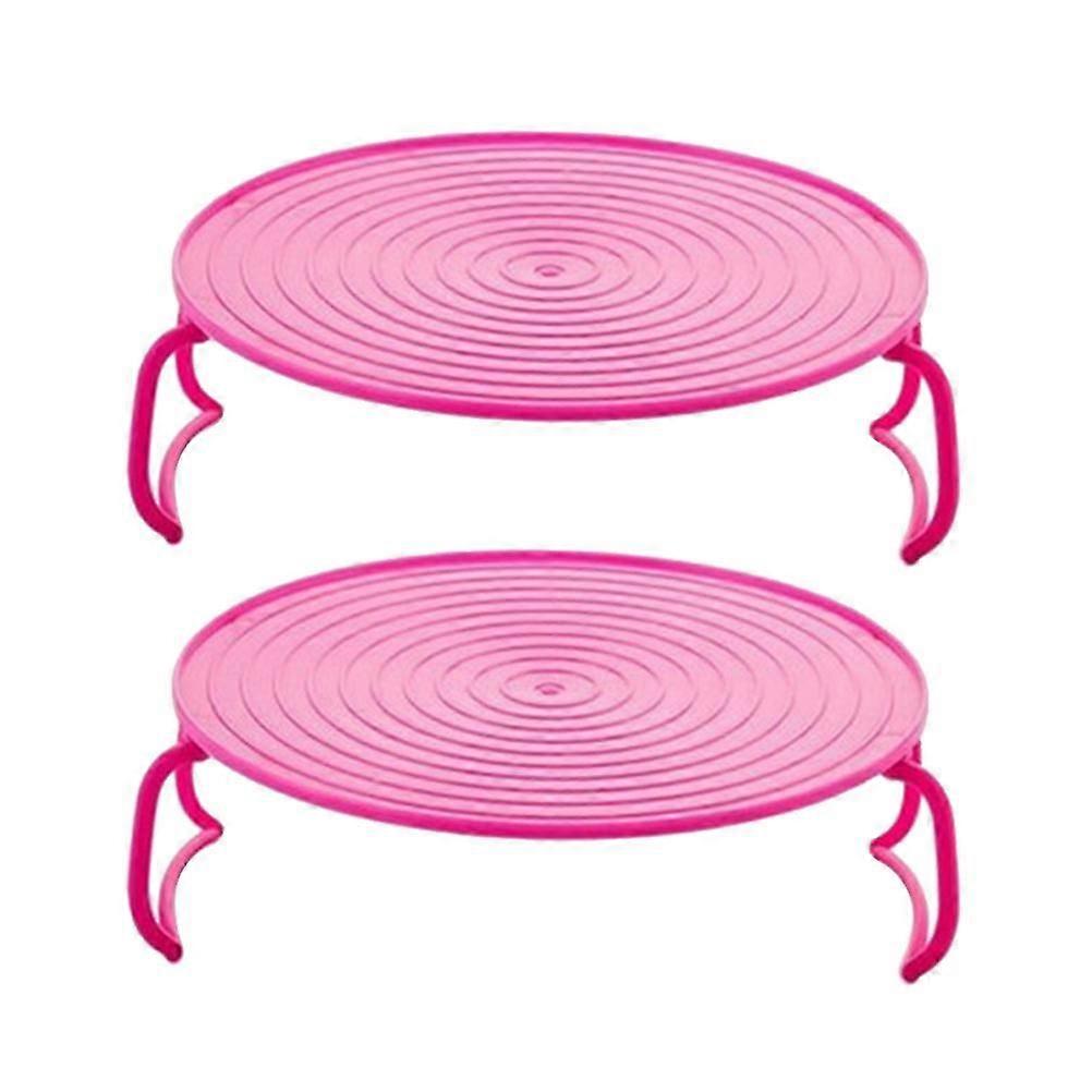 2pcs Multifunctional Microwave Steamer Dish Storage Rack Kitchen Layered Rice Steaming Tray (pink)