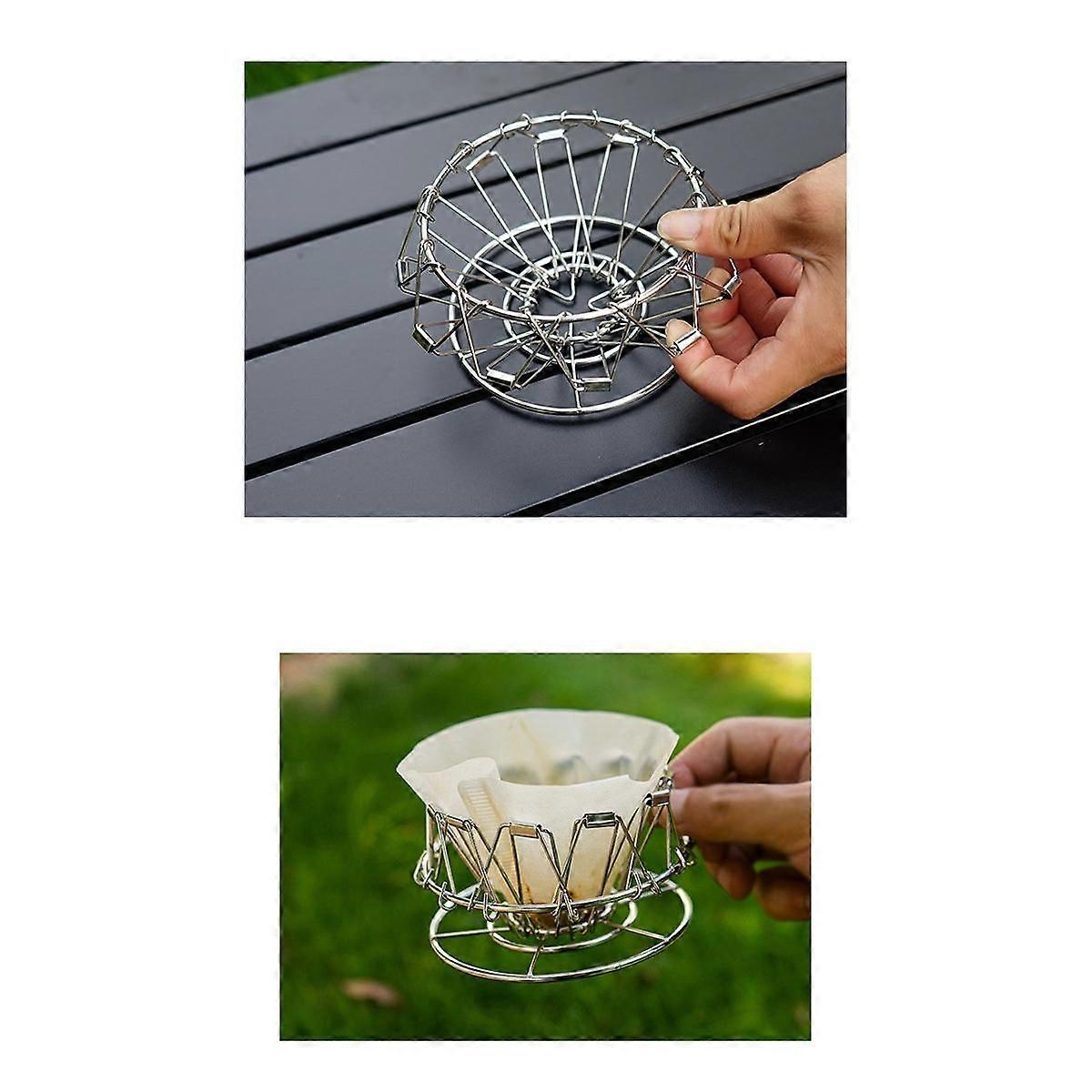 Coffee Filter Stainless Steel Cone Pour Over Coffee Dripper Stand Holder Foldable Portable Coffee Filter Gold