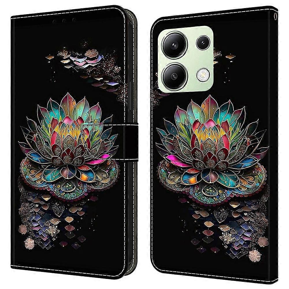 For Xiaomi Redmi Note 13 4G Case Pattern Printed Protective Cover TPU+PU Leather Flip Phone Case