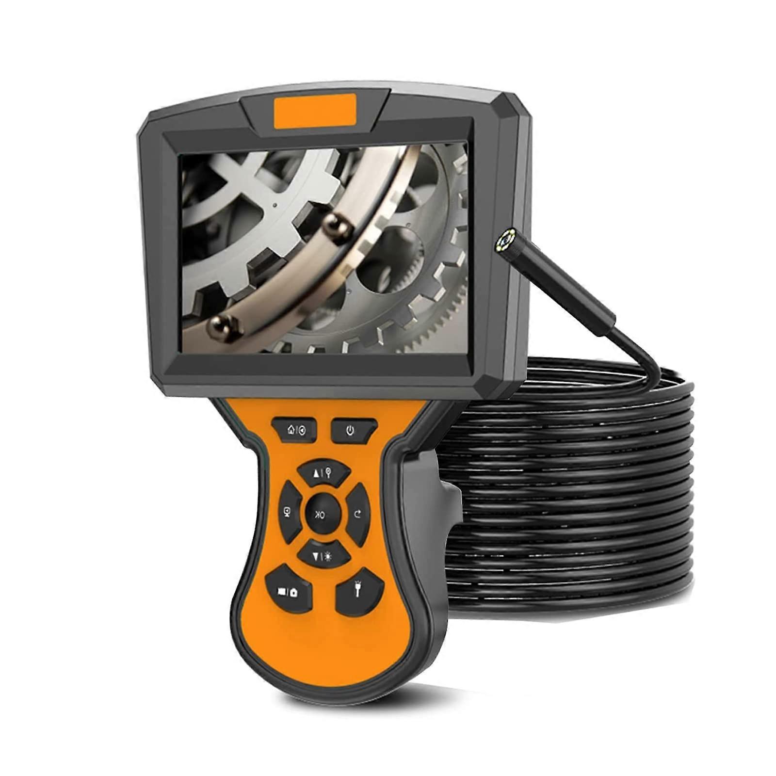 Pipe Endoscope Camera,5Inch IPS Inspection Camera 3X Zoom IP67 Industrial Endoscope Camera with 32G Memory Card,15M