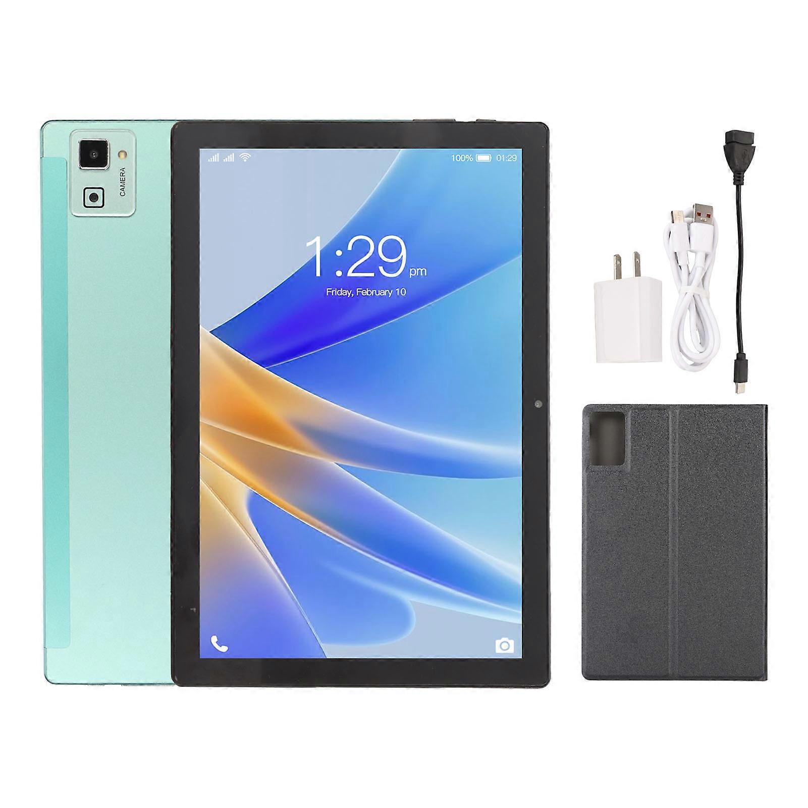 10.1 Inch Tablet for Android 12 with Protective Case 8 Core CPU 6GB 128GB 5G WIFI FHD Tablet Green