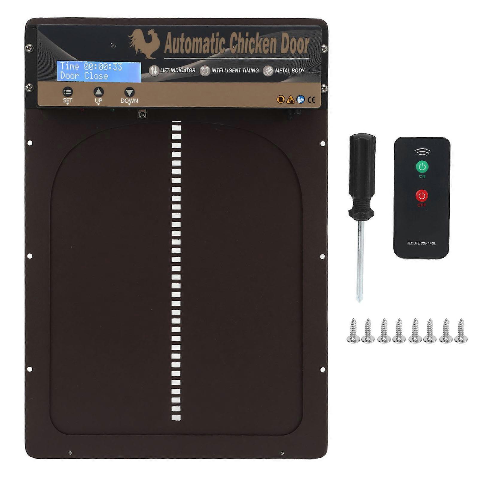 Automatic Coop Aluminum Chicken Door Opener With Timer Programmable Light Sensor Remote Control