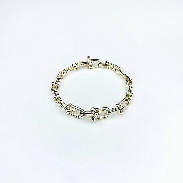 ピュア925スターリングシルバーレディースジュエリーUリンググラデーションチェーンブレスレットパーティーブレスレットジュエリー