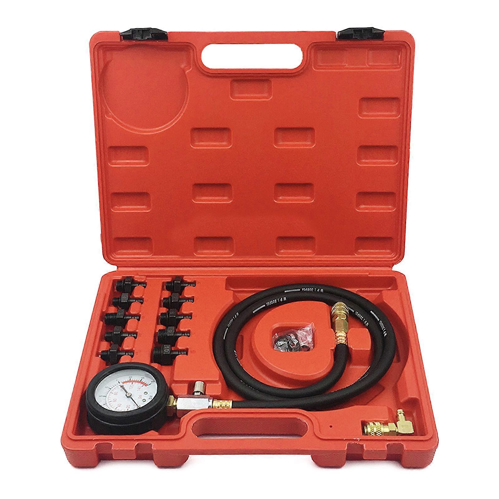 Oil Pressure Gauge Compression Tester with Adapters & Storage Box Mechanical Engine Compression Testing Kit 0-140 PSI