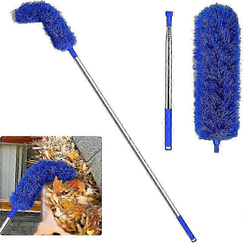 Gutter Cleaning Brush Roofing Tool with Telescopic Extendable Pole 8.2Ft Guard Cleaner Tool Easy Remove Leave, blue