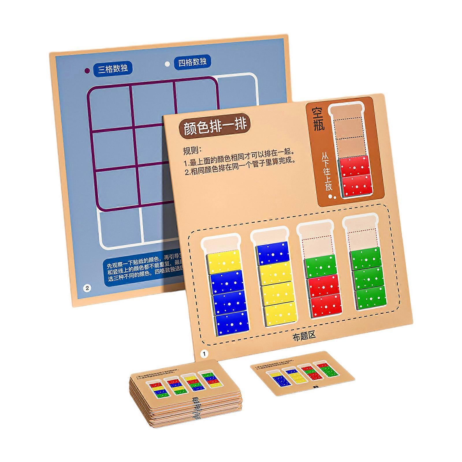 Slide Puzzle Board Color Cognition Toy Logical Thinking Puzzle Game Kindergarten Activity Learning Toy Preschool Gift