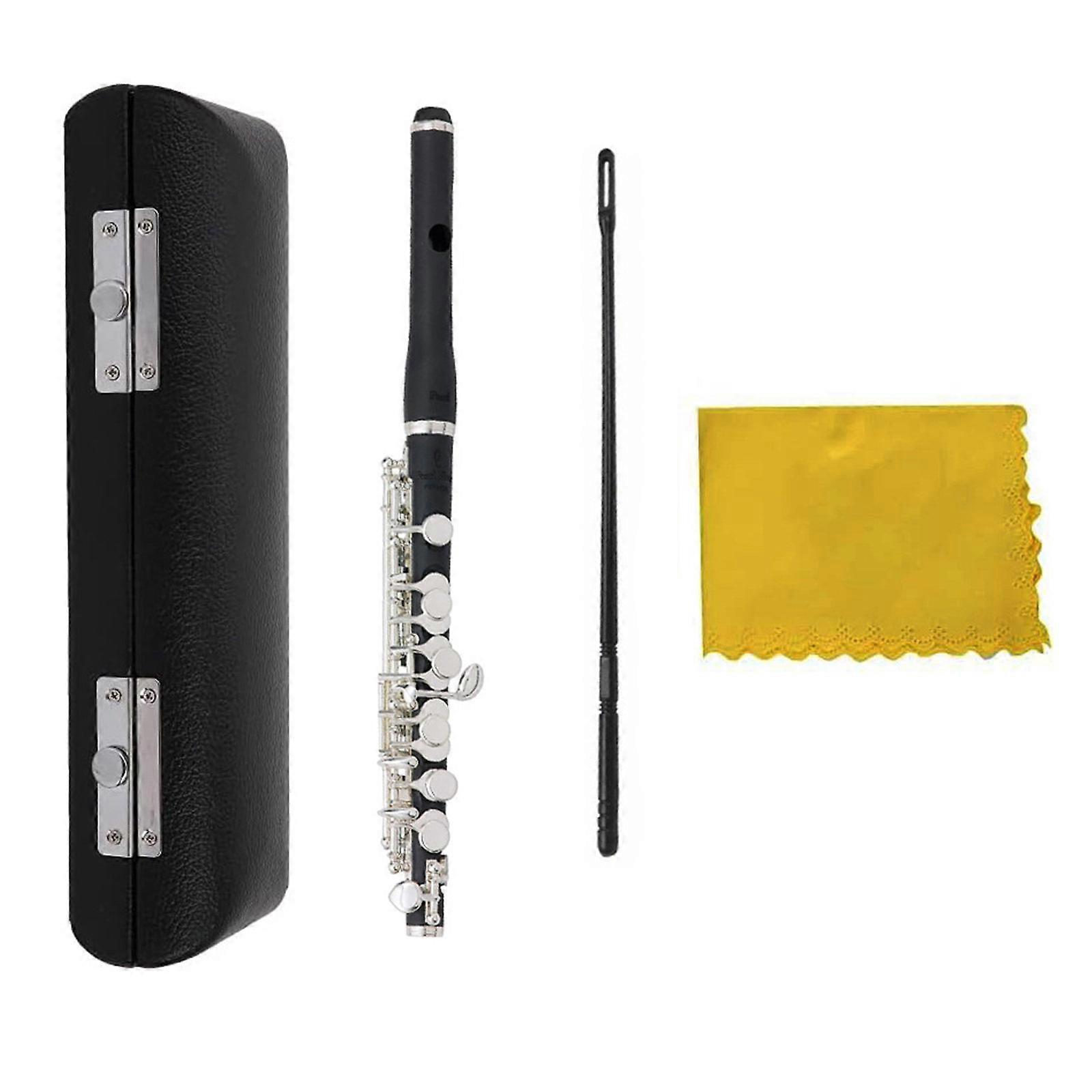 16 Hole Piccolo with PU Leather Box and Cleaning Tool Key of C Piccolo Flute Instrument for Beginner Kids Student