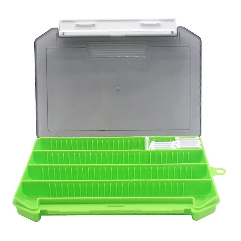 Transparent box for suitcases, fishing boxes, with removable partitions, fishing bait, hooks, accessories green